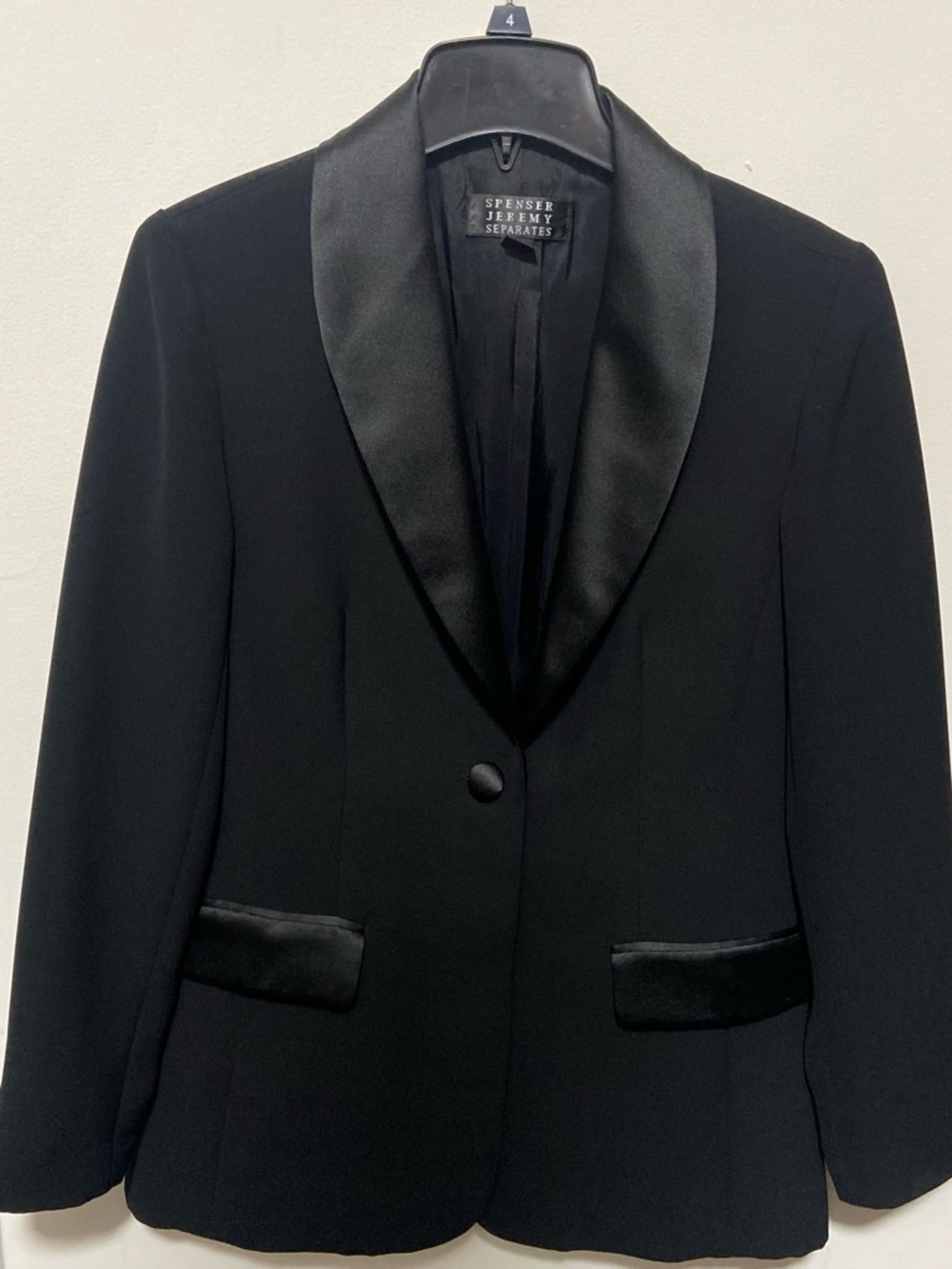 Spenser Jeremy Black Tuxedo Satin-Trim Single-Button Blazer